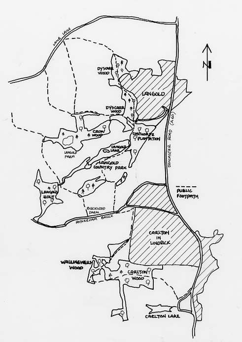 Map of Langold Lake and area around